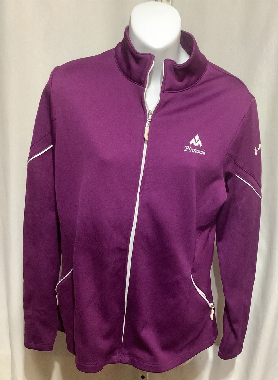 Under Armour Track Jacket Womens Medium Purple Fleece Lined Full Zip Pinnacle